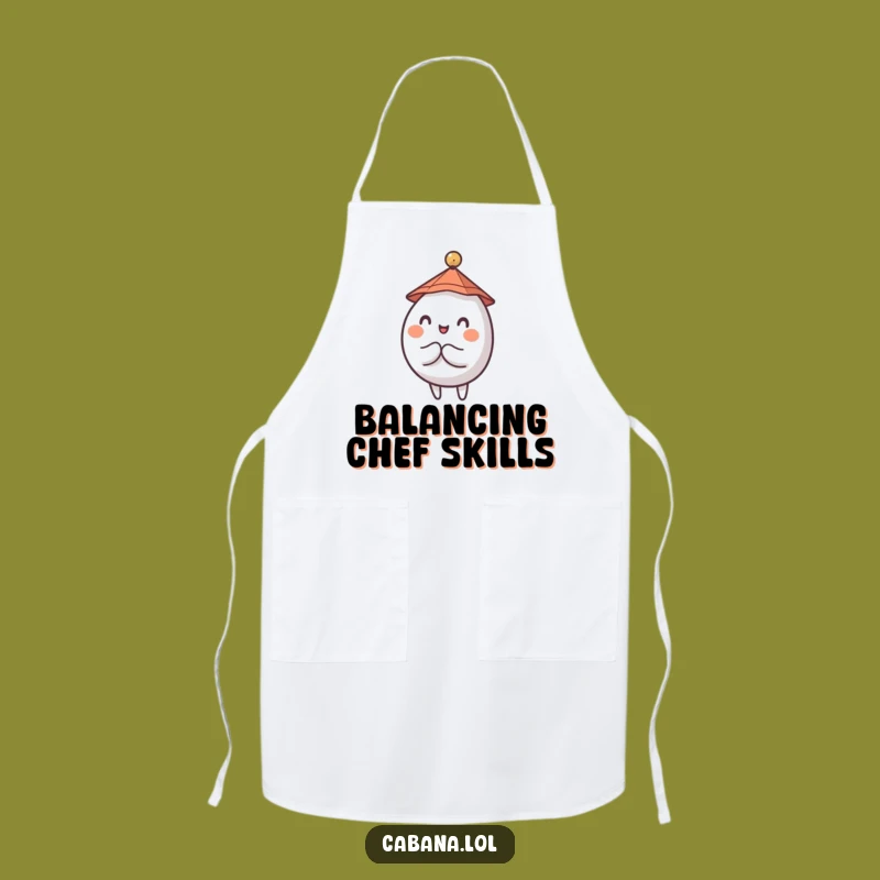 Funny Wobbly Character Apron: Kitchen Tiny Hat Umbrella Balance Chef Gift