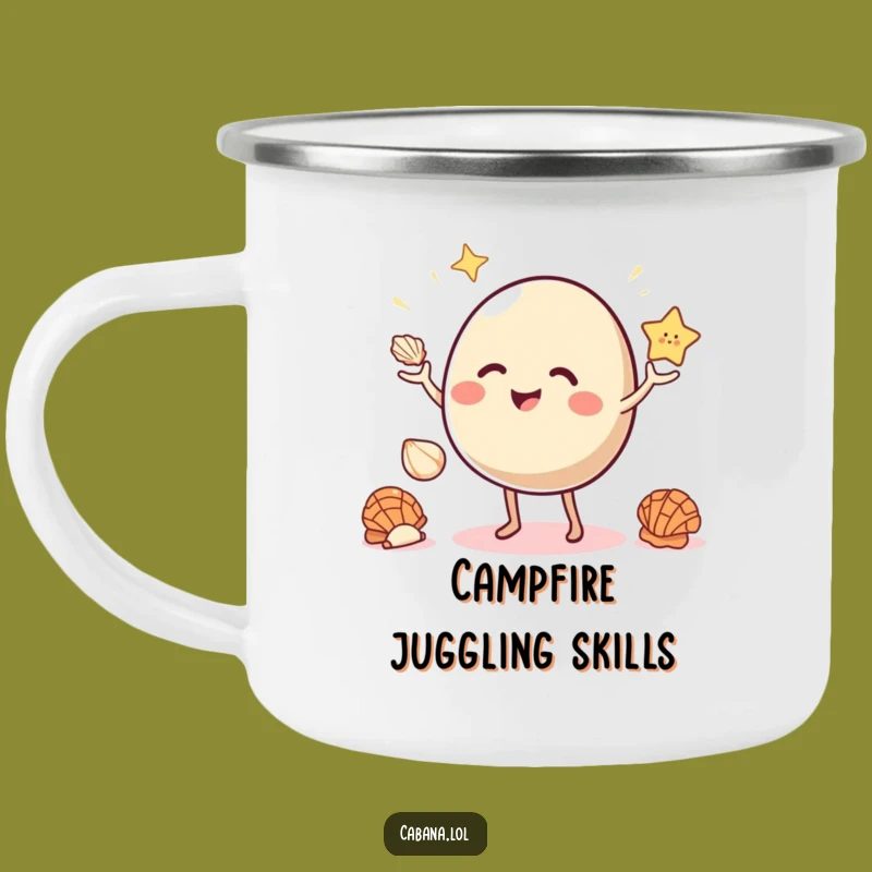 Funny Bouncy Juggler Camping Mug: Seashells Balance Outdoor Gift
