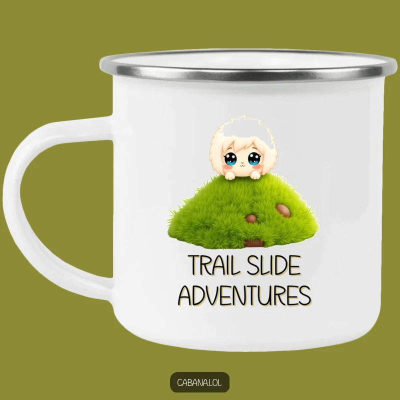 Funny Fluffy Character Camping Mug: Wide Eyes Slide Outdoor Gift