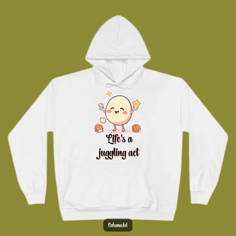 Funny Bouncy Juggler Hoodie: Cozy Seashells Balance Sweatshirt - Great Gift