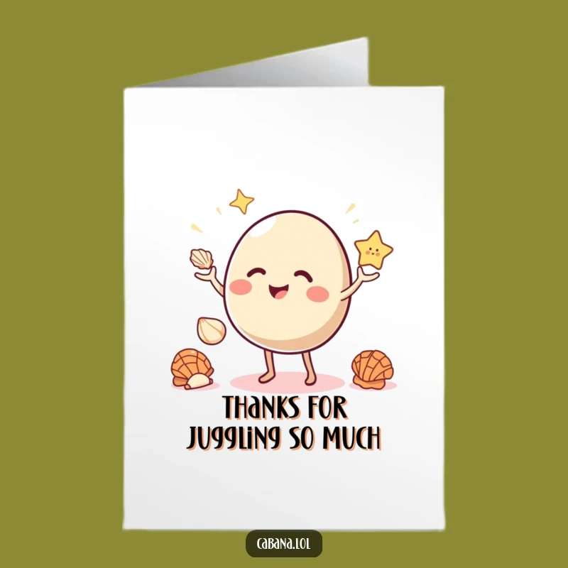 Free Printable Thank You Card: Juggling Seashells Bouncy Object Funny Downloadable