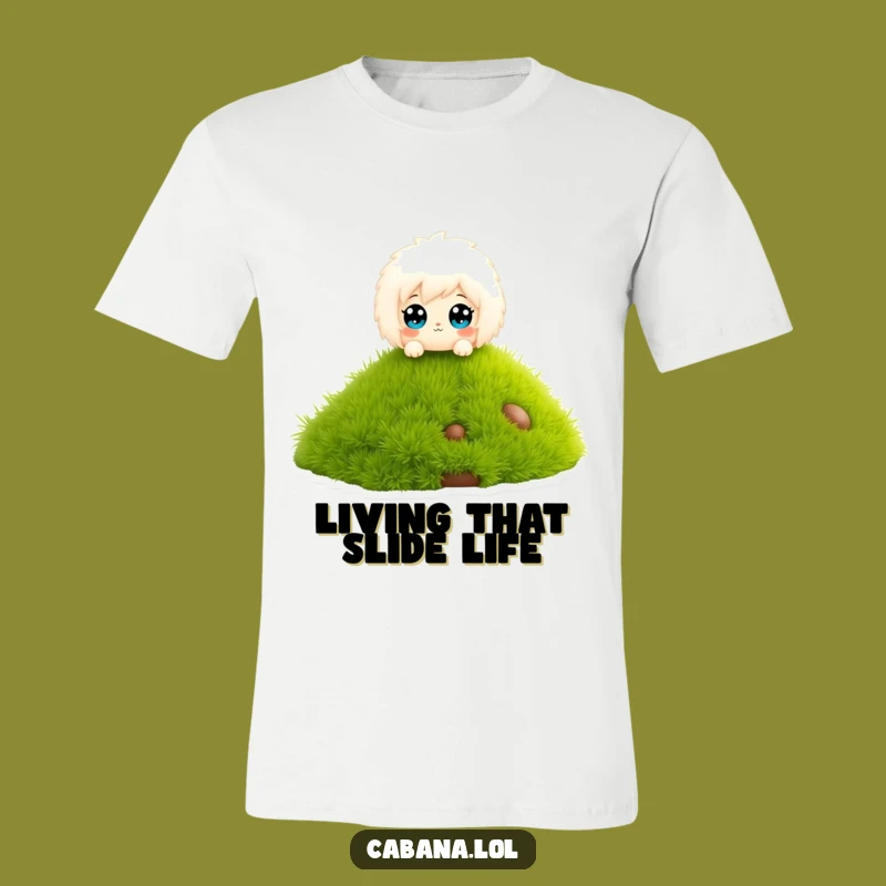 Funny Fluffy Character T-Shirt: Wide Eyes Slide Tee - Perfect Humorous Gift