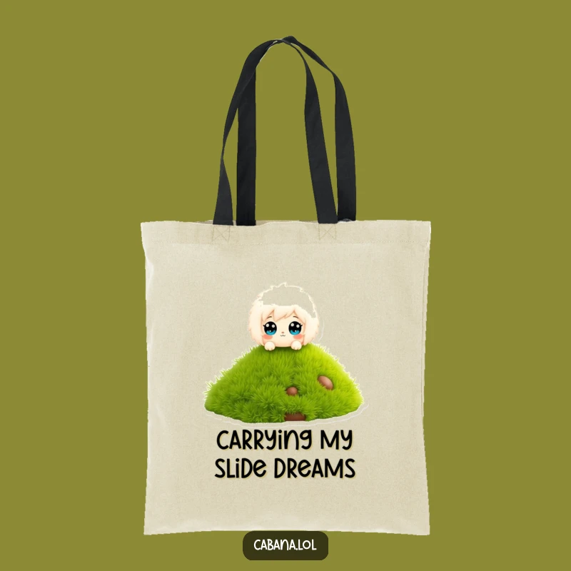 Funny Fluffy Character Tote Bag: Wide Eyes Slide Carryall - Gift Idea