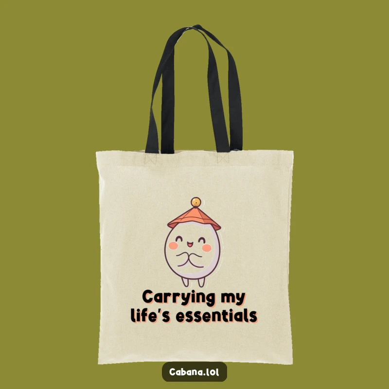 Funny Wobbly Character Tote Bag: Stylish Tiny Hat Umbrella Balance Carryall - Gift Idea